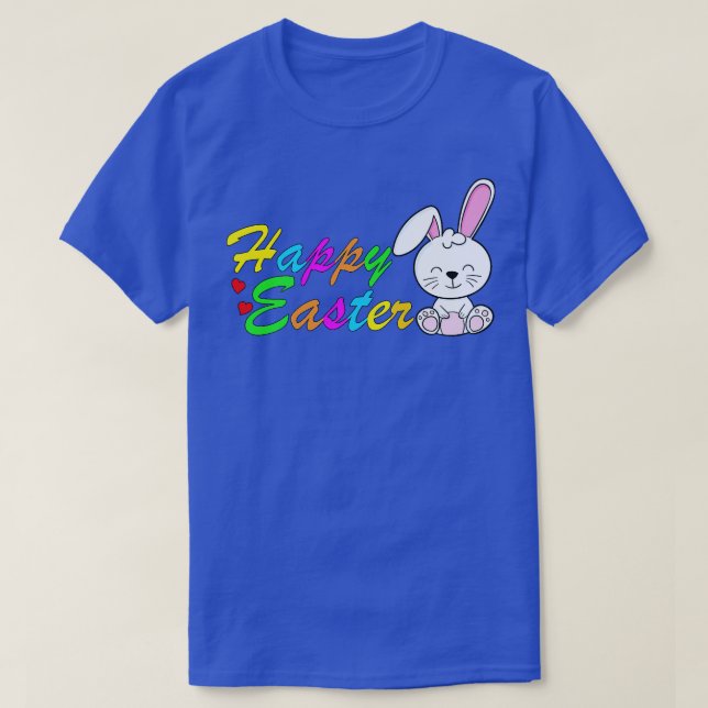 Camiseta Felz pascoa Coelho Enfrentado Engraçado Dia da Pás (Frente do Design)
