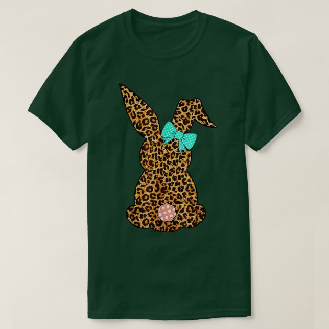 Camiseta Felz pascoa Coelho Leopardo Coelho Coelho Engraçad (Frente do Design)
