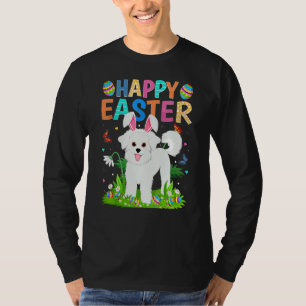 Camiseta Felz pascoa Coelho Ovo Bichon Frise Cão Páscoa Su
