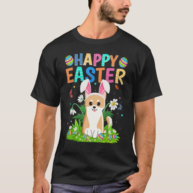 Camiseta Felz pascoa Coelho Ovo Funny Akita Inu Páscoa (Frente)