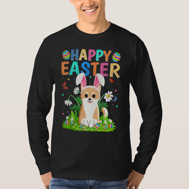 Camiseta Felz pascoa Coelho Ovo Funny Akita Inu Páscoa (Frente)