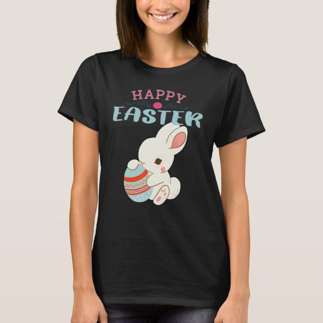 Camiseta Felz pascoa com coelho doce de açúcar 4 (Frente)