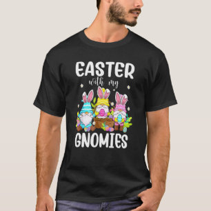 Camiseta Felz pascoa Com Os Meus Gnomos Coelhinhos Três Gno