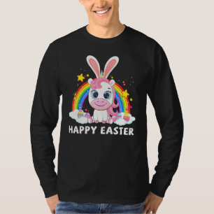 Camiseta Felz pascoa Cute Unicorn Vestindo Banda de Cabeça