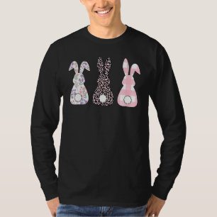 Camiseta Felz pascoa da Xadrez-leopardo rosa-claro Trio B