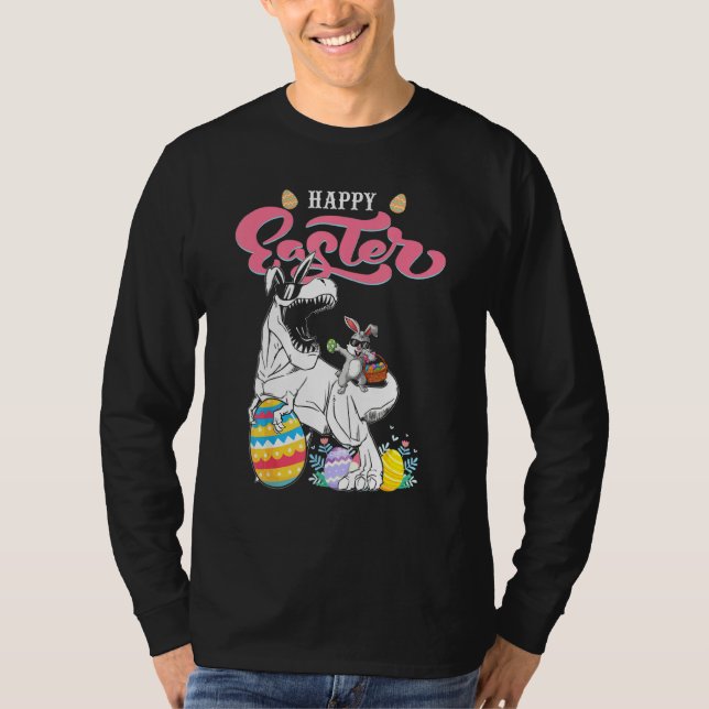 Camiseta Felz pascoa Dabbing Rabbit Andando Dinossauros G (Frente)