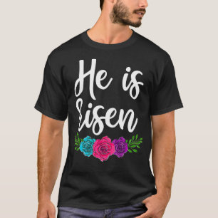 Camiseta Felz pascoa Day Christian, Ele É Risado Mulheres F