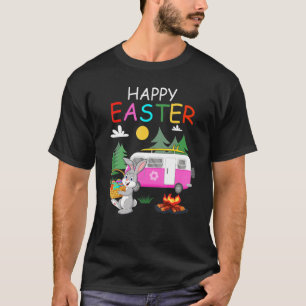 Camiseta Felz pascoa de acampamento de Páscoa de ovos coelh