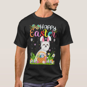 Camiseta Felz pascoa De Cachorro Coelho Malte Caçador De Ov