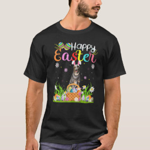 Camiseta Felz pascoa de Cachorro de Coelho Azul Caçador de