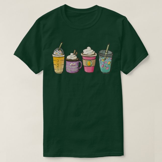 Camiseta Felz pascoa de café coelho coelho coelho com cofra (Frente do Design)