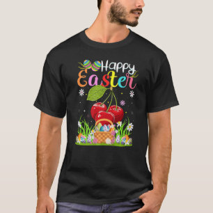 Camiseta Felz pascoa de cereja com Fruta de coelho de ovo c