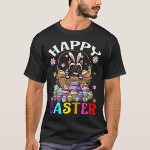 Camiseta Felz pascoa de coelho francês Páscoa de ovos coelh