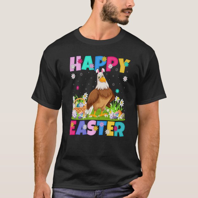 Camiseta Felz pascoa de Eagle Bird Bunny Eagle Páscoa domin (Frente)