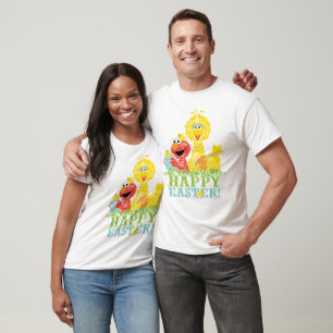 Camiseta Felz pascoa de Elmo e Big Bird