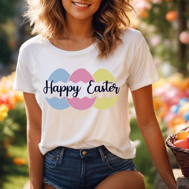 Camiseta Felz pascoa de Ovos Coloridos (Colorful Pastel Eggs Happy Easter T-Shirt)