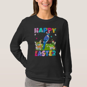 Camiseta Felz pascoa de pássaro azul coelho Páscoa azul-jay