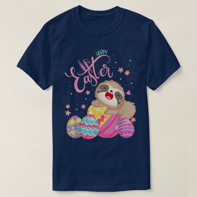 Camiseta Felz pascoa de preguiça com presentes de caça de o (Frente do Design)