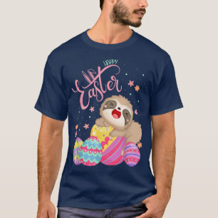 Camiseta Felz pascoa de preguiça com presentes de caça de o