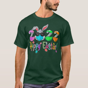 Camiseta Felz pascoa Dia 2022 Coelhinho Com Máscara Engraça