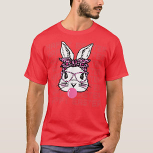 Camiseta Felz pascoa Dia Coelhinho Bonito Rosto Rosto Leopa