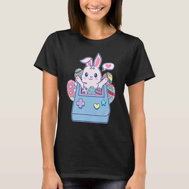 Camiseta Felz pascoa Dia Coelhinho Ovo Engraçado Meninas Cr (Frente)