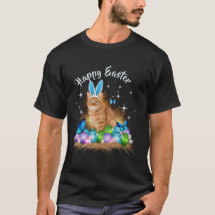 Camiseta Felz pascoa Dia Coelho Ovos de Gato Homens Mulhere
