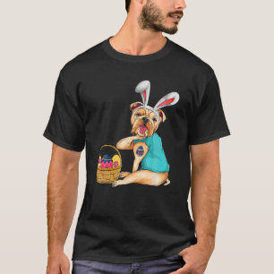 Camiseta Felz pascoa Dia Engraçado Bulldog Páscoa Bunny Cos