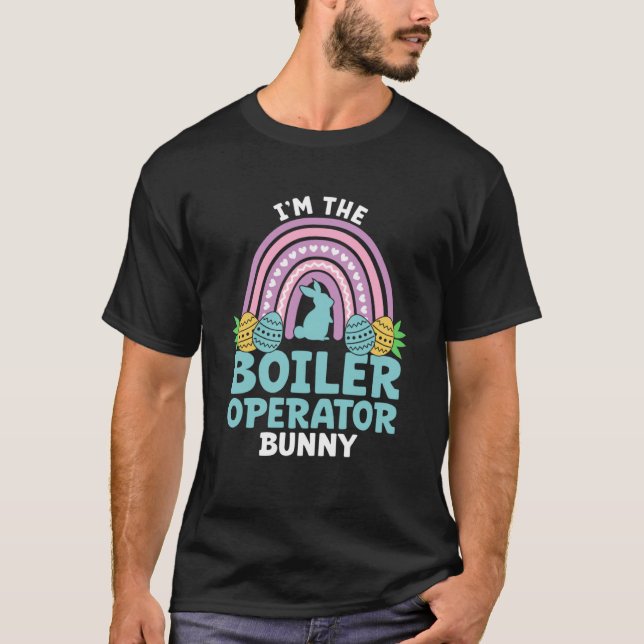 Camiseta Felz pascoa dia eu sou o operador da caldeira Bunn (Frente)