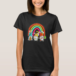 Camiseta Felz pascoa Dia Gnome Bunny Rainbow Família Engraç