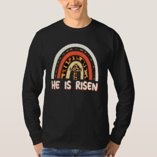 Camiseta Felz pascoa Dia Que Ele É Risen Leopard Rainbow Ch
