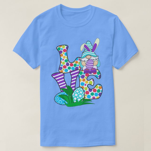 Camiseta Felz pascoa Egg Gnome Love (Frente do Design)