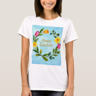 Camiseta Felz pascoa Extremo aquoso das tulipas