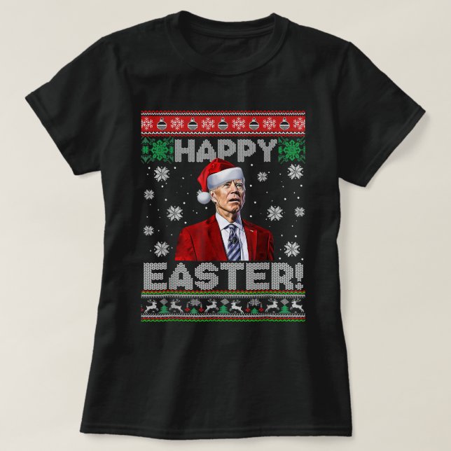 Camiseta Felz pascoa Feio Dia de São Patrício Natal Engraça (Frente do Design)