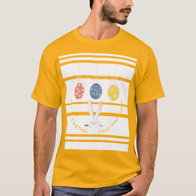 Camiseta Felz pascoa Feriado Feriado, Coelhinho Bonito, Caç (Frente)