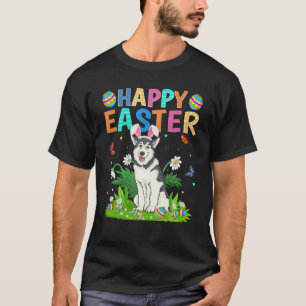 Camiseta felz pascoa Funny Alaskan Malamute Dog Páscoa Sun