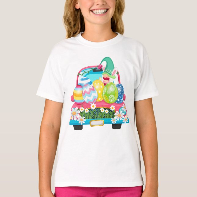 Camiseta Felz pascoa Gnomos Bunny Truck Girl (Frente)