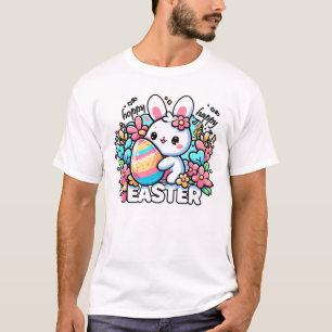 Camiseta Felz pascoa Hoppy - Coelhinho Kawaii bonito com Pá