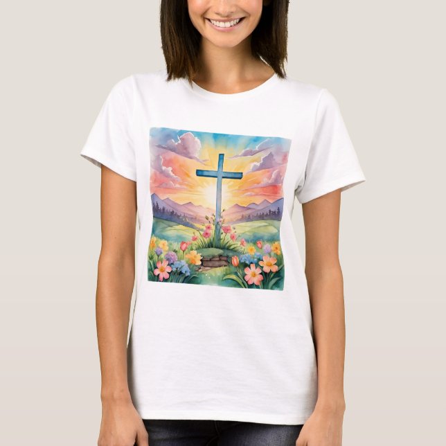 Camiseta Felz pascoa, ilustração colorida, (Frente)