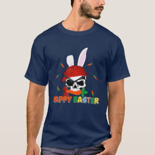 Camiseta Felz pascoa Legal Coelhinho Pirata Crânio de Sobre