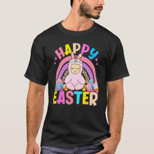 Camiseta Felz pascoa Llama Unicorn Vestindo Ovo Coelho