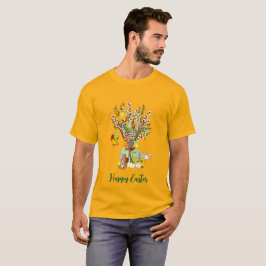 Camiseta Felz pascoa Ocupado Árvore Percorrendo Pintinho De
