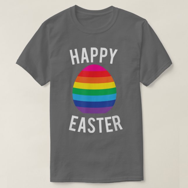 Camiseta Felz pascoa Orgulho gay Arco-Íris Ovo Divertido (Frente do Design)