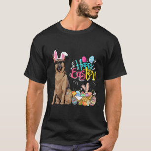 Camiseta felz pascoa Ovos Coelhinhos Cachorros German sheph