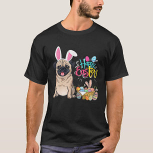 Camiseta Felz pascoa Ovos Coelhinhos Cachorros Pug Meninas