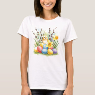 Camiseta Felz pascoa Ovos Flores-T