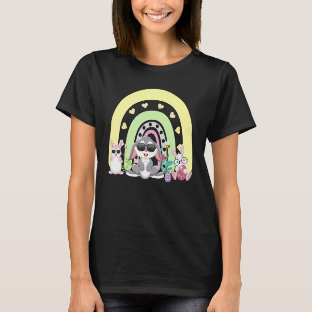 Camiseta Felz pascoa Primavera Arco-Íris, Páscoa, , Leste (Frente)