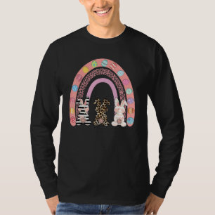 Camiseta Felz pascoa Rainbow Leopardo Páscoa Coelhinho Coel