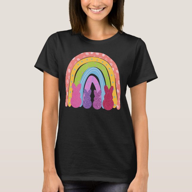 Camiseta Felz pascoa Rainbow Outfit Cuja Páscoa Coelhinha C (Frente)