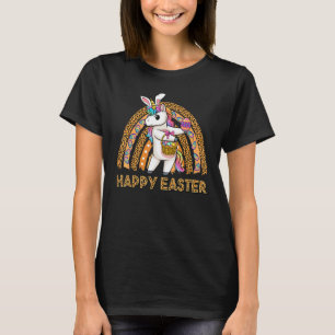Camiseta Felz pascoa Rainbow Unicorn Vestindo Bunny Ears Hu